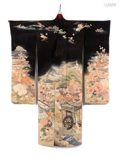 A Japanese Kuro Tomesode Kimono***