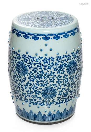 A Chinese Blue and White Porcelain Garden Stool  Height