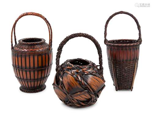 Three Japanese Ikebana Baskets