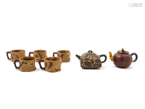 Seven Chinese Yixing Pottery Tea Wares Height of