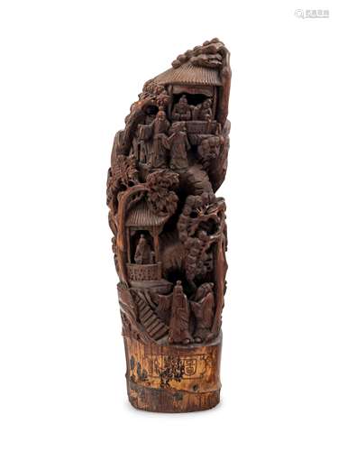 A Large Chinese Bamboo Root Carving Height 19 3/4 in.,