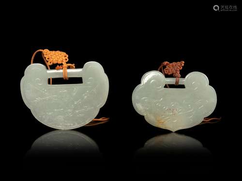 Two Chinese White Jade 'Ruyi-Head' form Pendants Length