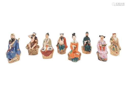 A Set of Eight Chinese Famille Rose Porcelain Figures