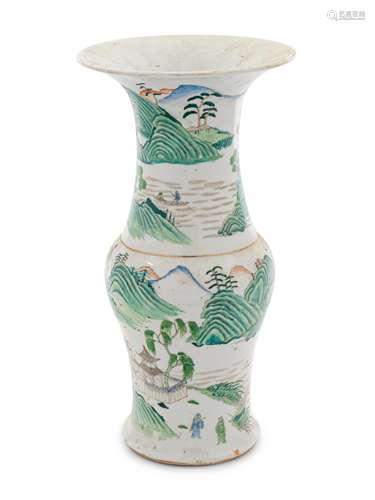 A Chinese Famille Rose Porcelain Gu Vase Height 15 in.,