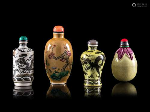 Four Chinese Porcelain Snuff Bottles Height of largest