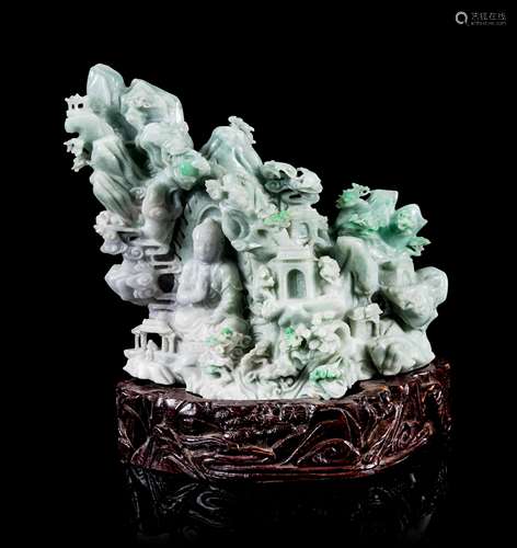 A Chinese Light Lavender and Celadon Jadeite Figural