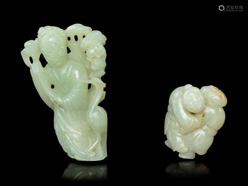 Two Chinese Jade 'Figural' Carvings  Taller: 3 1/2 in.,