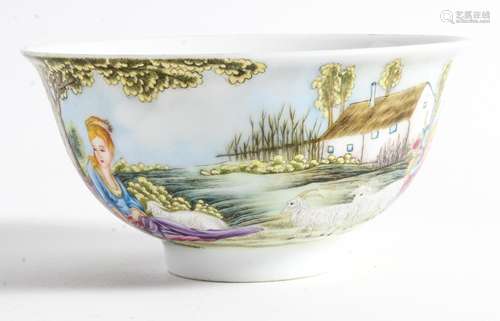 A Chinese Famille Rose 'Lady' Porcelain Bowl  Diameter