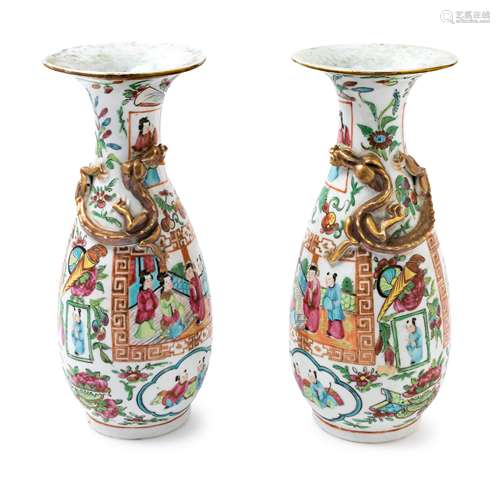 A Pair of Chinese Export Canton Famille Rose Porcelain