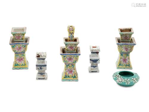 Six Chinese Porcelain Articles Height of tallest 4 1/2