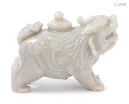 A Chinese Celadon Jadeite Beast-Form Water Dropper