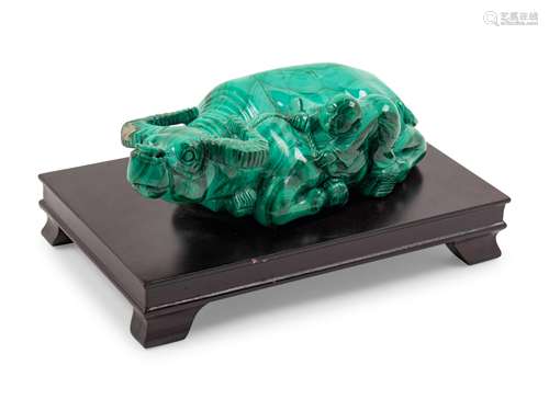 A Chinese Malachite Carving Length 10 in., 25.5 cm.