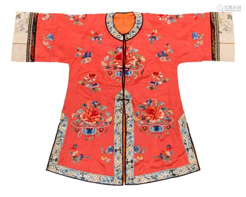 Two Chinese Silk Lady's Robes Length of longer 55 in.,