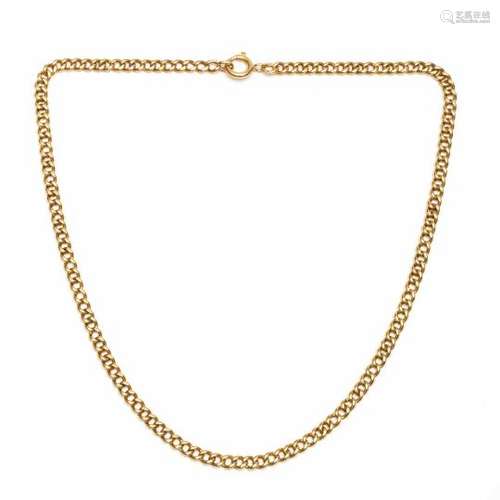 14krt. Gouden gourmetcollier, begin 20e eeuw,, netto 32,1 gr., lengte 49 cm. [1]1200