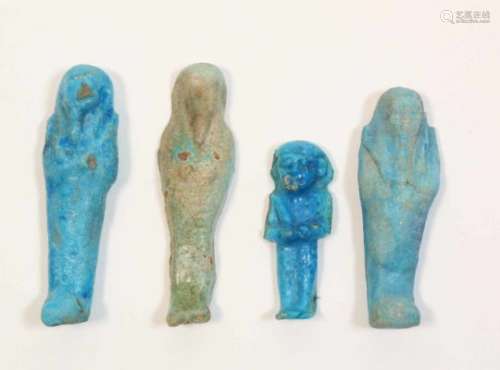 Egypt, four faience Ushabti, Late Period., h. 5-7 cm. [4]200