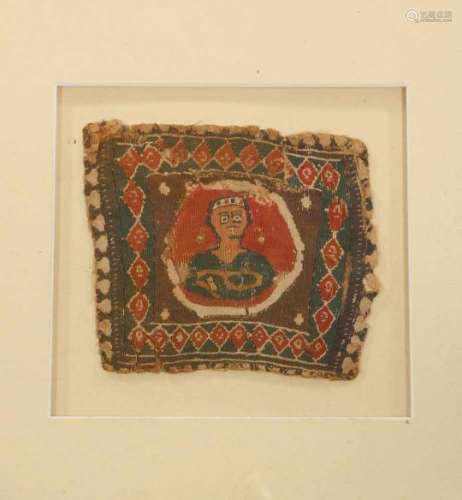 Egypt, Coptic textile, 6th-7th century,with the depiction of a male figure in a round medaillon, the