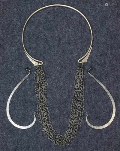 Golden Triangle, Hmong, North Vietnam, pair of silver earringsengraved with spiral motif. Herewith a