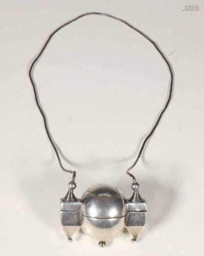 India, Karamataka, silver pendant necklace, used as lingam casket,designed to hold a lingam stone,