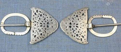 Morocco, two pairs of silver alloy fibula, Tunisia, one pair of silver open worked fibulaAit Atta,