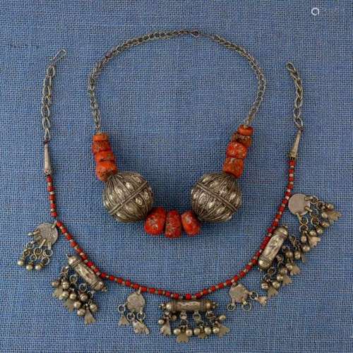 Egypt_Saudi Arabia, beaded necklace, Jordan, amulet necklacea.o. decorated with coral, amulet