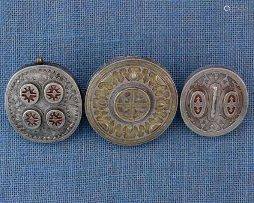 Central Asia, Turkestan, Afghanistan, collection of one silver single finger ring and two silver