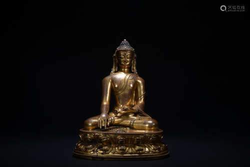 Ming dynasty gilt bronze statue of shakyamuni