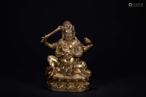 The 17th century gilt bronze statue of  vaishravana