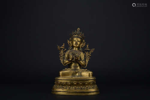 Qing dynasty gilt bronze statue of tara