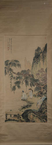 Qing dynasty Qian dushan's Landscape and figure painting