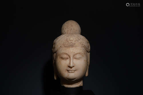 Qing dynasty White marble buddha head