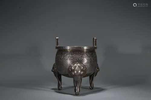 Qing dynasty silver incense burner