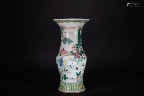 Qing dynasty colorful figure vase