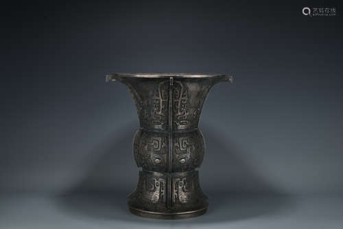 Qing dynasty silver bottle