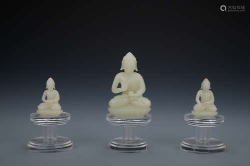 Qing dynasty jade Trikalea Buddhas 1*set