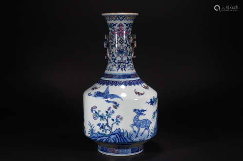 Qing dynasty clashingcolor flower and bird vase