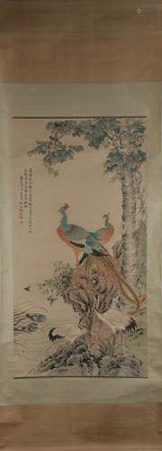 Qing dynasty Hua yan's peacock painting