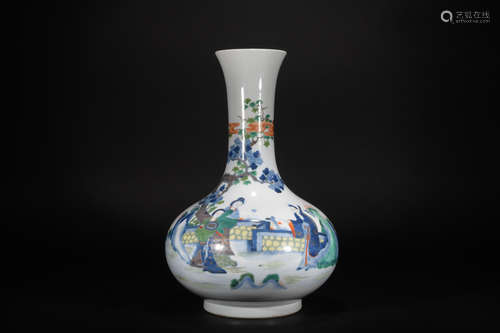 Qing dynasty blue-and-white pastel vase