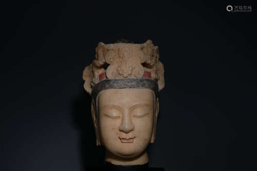 Qing dynasty White marble buddha head