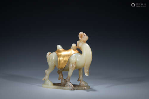 Ming dynasty jade camel inlaid with gold