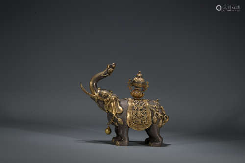 Qing dynasty gilt silver elephant