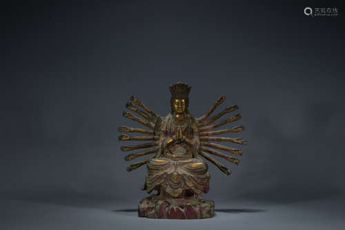 Qing dynasty gilt bronze statue of Thousand-hand Bodhisattva