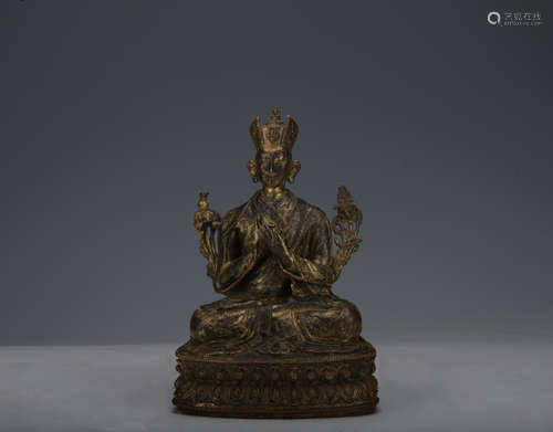 The 14th century bronze statue of Karmapa inlaid with platinum