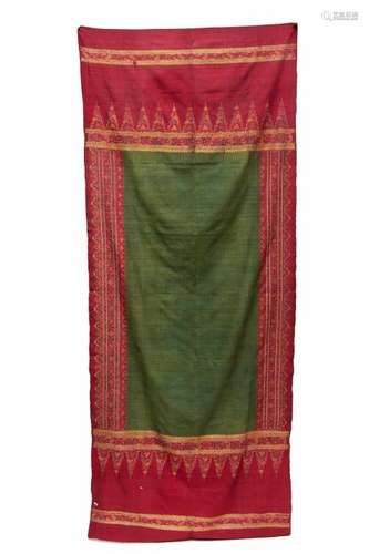 Indonesia, Sumatra, Palembang, ceremonial silk lady Ikat, ‘kain limar’, ca. 1900.A one piece silk