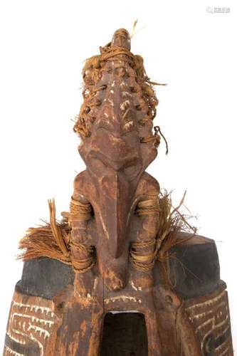 PNG, Ramu, drum, garamut.Made of heavy wood with two finely carved handles in the form of