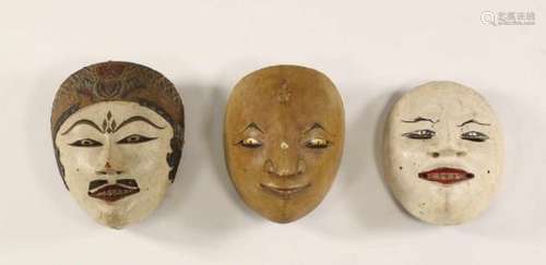 Java, collection of seven topeng masks, a golek figure and golek head, some ca. 1920's., h. 17 -