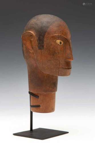 Sulawesi, Toraja, finely carved wooden head of a tau tau figure., h. 25 cm. [1]1500