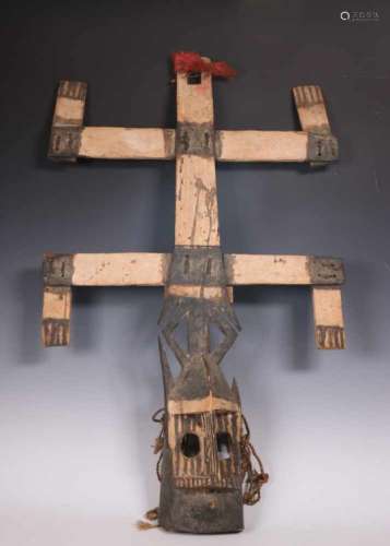 Dogon, small Kanaga mask.with a self made hanging structure at the back. Private Berlin collection.,