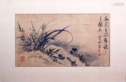 China, schildering, inkt op papier;Waterkant (niet ingelijst), 16,5 x 47 cm. [1]200