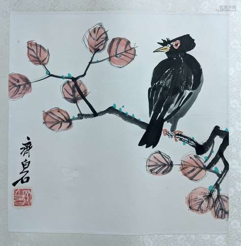 齊白山 花鳥 紙本 鏡片