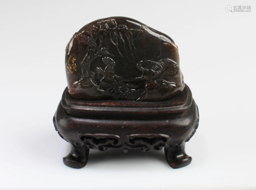 Chinese Black TianHuang Soapstone Ornament